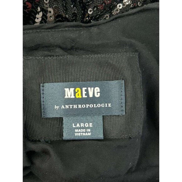NWT Anthropologie Maeve Womens Large Dress Mini Sequin Mock Neck Black Open Back - Picture 3 of 16